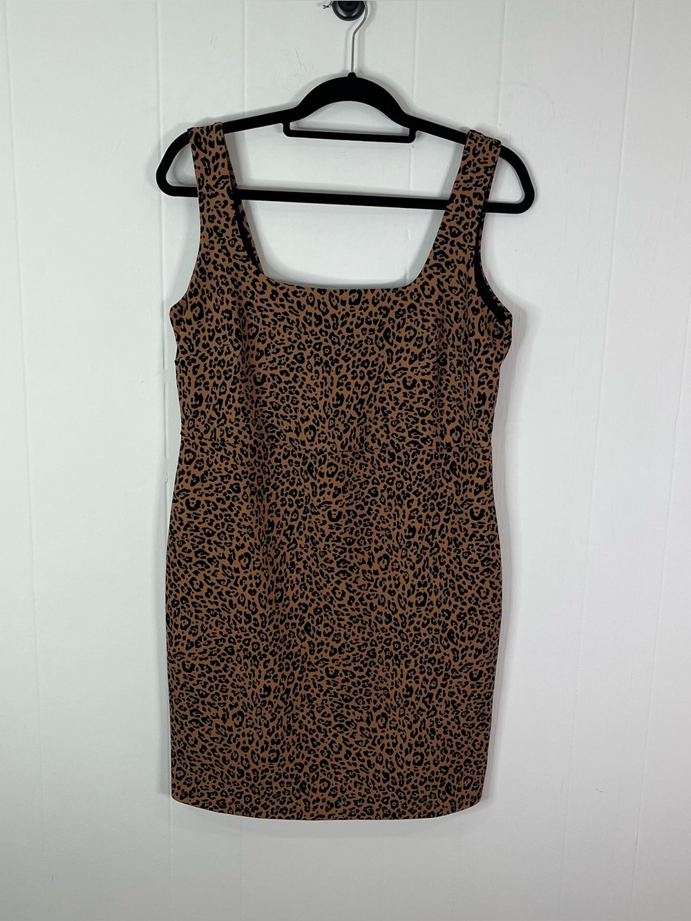 H&M Leopard Print Mini Dress Women’s L Brown Black Sleeveless Bodycon